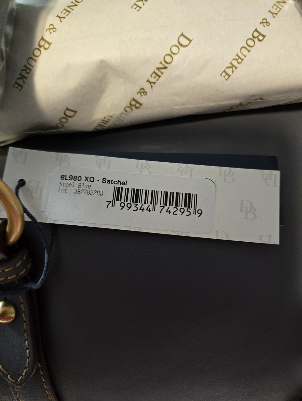 Dooney & Bourke Steel Blue Florentine Leather Satchel - NEW - Picture 4 of 7